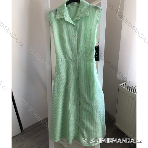 Šaty košilové široká ramínka dámské (S/M ONE SIZE) ITALSKÁ MÓDA IMWA215773/DR sv.zelená S / M