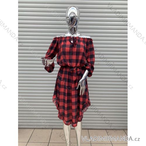 Šaty carmen cez ramená dlhý rukáv dámske (S / M ONE SIZE) TALIANSKÁ MÓDA IMWY21732