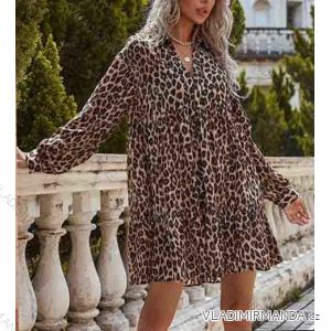 Šaty elegantné leopard dlhý rukáv dámske (SM one size) TALIANSKÁ MÓDA IMWA216114