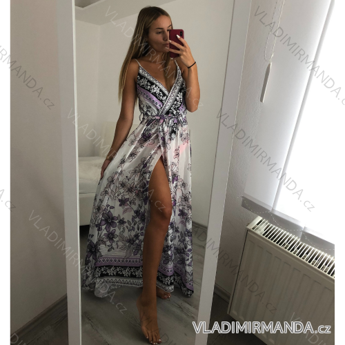 Šaty letné dlhé na ramienka dámske (S / M ONE SIZE) TALIANSKÁ MÓDA IMM211182
