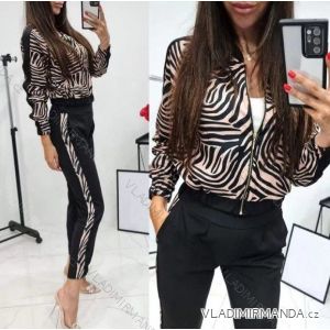 Súprava elegantný mikina na zips dlhý rukáv nohavice dlhé dámska leopard (S / M ONE SIZE) TALIANSKÁ MÓDA IMWY21761