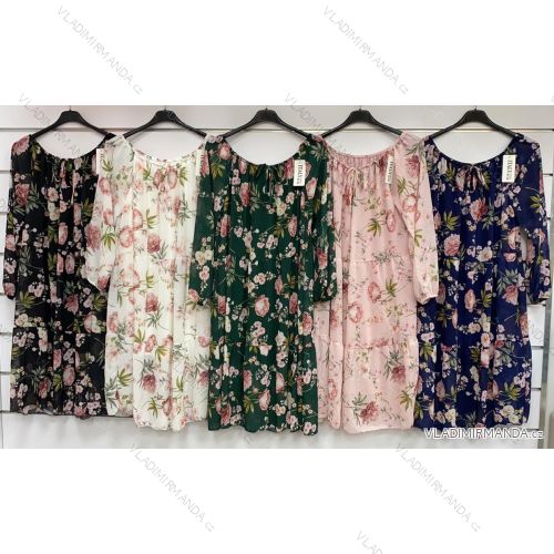 Šaty dlhý rukáv dámske kvetované (S / M ONE SIZE) TALIANSKÁ MÓDA IMWG216513