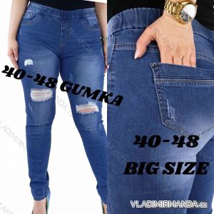Rifle jeans guma v páse dlhé dámske nadrozměr (40-48) JEANS JAW216567
