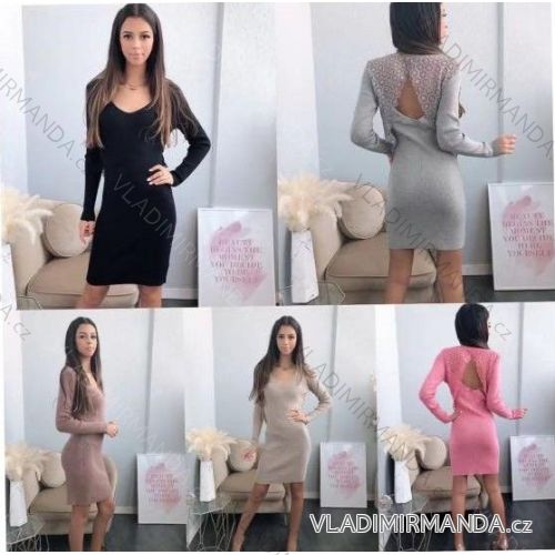 Šaty pletené dlhý rukáv (S / M ONE SIZE) TALIANSKÁ MÓDA IMWA216579