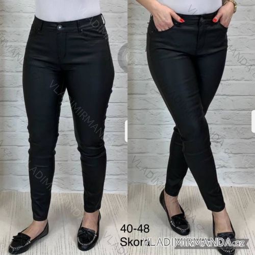 Kalhoty koženkové dlouhé dámské nadrozměr (40-48) JEANS JAW216802