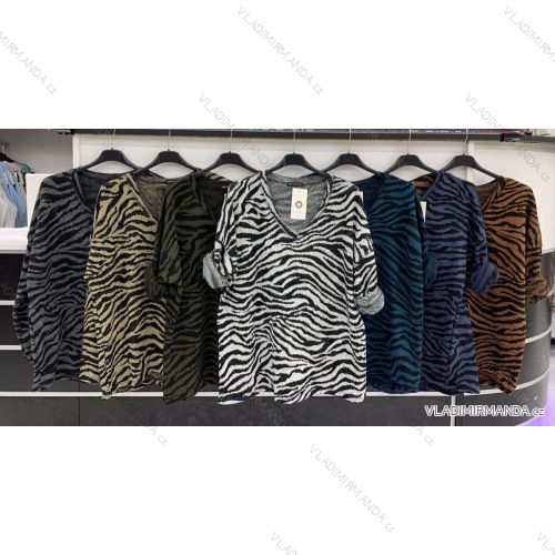 Sveter pletený tenký dlhý rukáv dámsky zebra (M / L ONE SIZE) TALIANSKÁ MÓDA IMWD216721