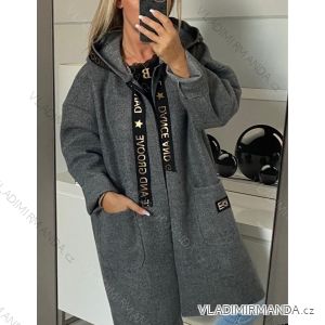 Kabát flaušový jesenné na zips s kapucňou dámsky (2XL/3XL ONE SIZE) TALIANSKÁ MÓDA IMWM216760