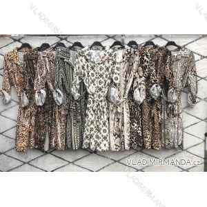 Šaty košeľové dlhý rukáv dámske leopard (L / XL ONE SIZE) TALIANSKÁ MÓDA IMWD216988