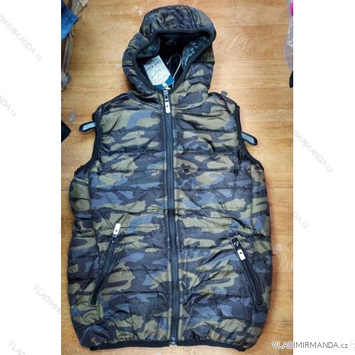 Vesta s kapucňou na zips dorast chlapčenská maskáč (134-164) Tuzzi TURECKÁ MÓDA TM221060