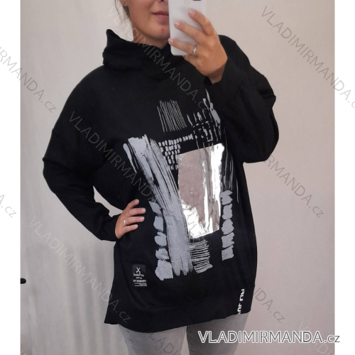 Mikina dlhý rukáv dámska nadrozměr (2XL/3XL ONE SIZE) TALIANSKÁ MÓDA IMS21310