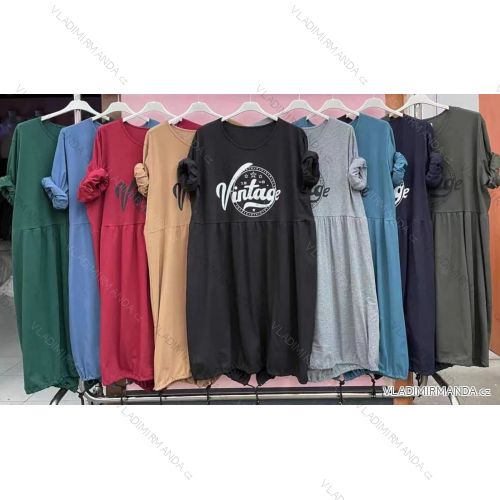 Šaty dlhý rukáv dámske nadrozměr (3XL / 4XL ONE SIZE) TALIANSKÁ MÓDA IMWQ21182
