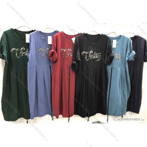 Šaty dlhý rukáv dámske nadrozměr (3XL / 4XL ONE SIZE) TALIANSKÁ MÓDA IMWQ21191