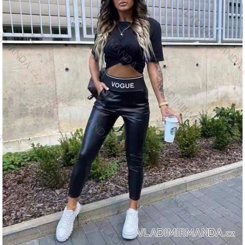 Nohavice dlhé koženkové dámske (S-XL) TALIANSKÁ MÓDA IMWA217339
