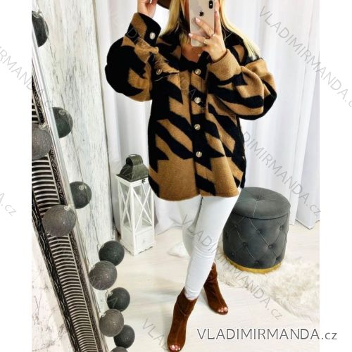Kabátik flaušový dlhý rukáv dámsky (S / M ONE SIZE) TALIANSKÁ MÓDA IMWM217386