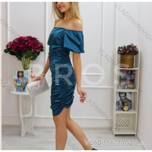Šaty saténové carmen dámske (S / M ONE SIZE) TALIANSKÁ MÓDA IMWG217534