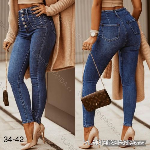 Rifle jeans vysoký pás dlhé dámske (34-42) JEANS JAW217756