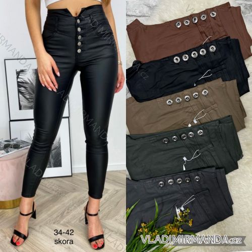 Nohavice koženkové vysoký pás dlhé dámske (34-42) JEANS JAW217798