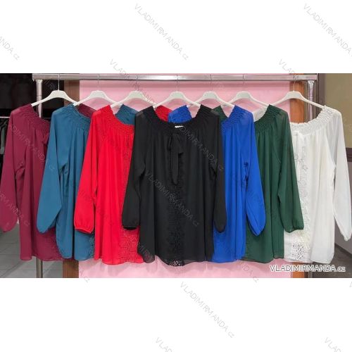 Tunika / blúzka dlhý rukáv dámska nadrozměr (3XL / 4XL ONE SIZE) TALIANSKÁ MÓDA IMWQ21215
