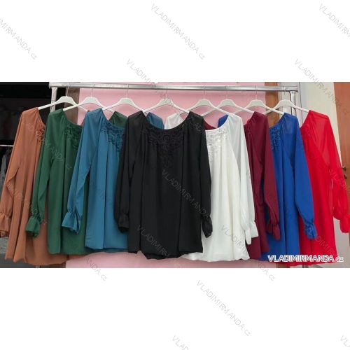 Tunika / blúzka dlhý rukáv dámska nadrozměr (3XL / 4XL ONE SIZE) TALIANSKÁ MÓDA IMWQ21221