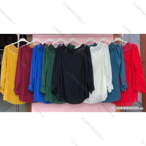 Tunika / blúzka dlhý rukáv dámska nadrozměr (3XL / 4XL ONE SIZE) TALIANSKÁ MÓDA IMWQ21231