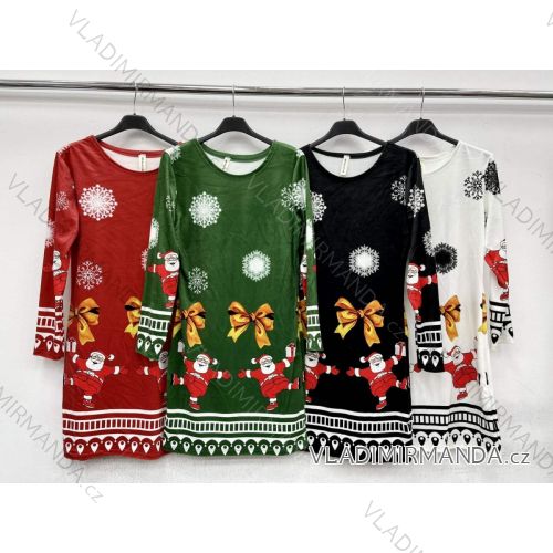 Šaty vianočné zamatové dlhý rukáv dámske (S/M ONE SIZE) TALIANSKA MÓDA IMWC217966