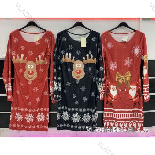 Šaty zamatové vianočný dlhý rukáv dámske (S/M ONE SIZE) TALIANSKA MÓDA IMWD218007