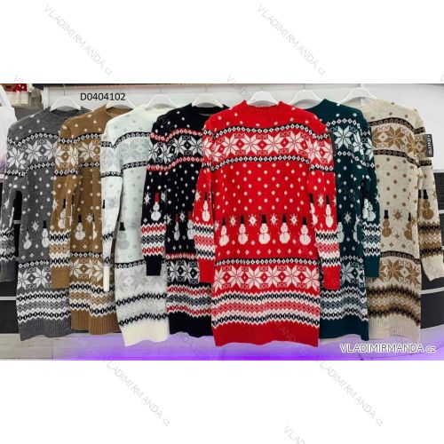 Šaty pletené vianočný dlhý rukáv dámske (S/M ONE SIZE) TALIANSKA MÓDA IMWD21D0404102A