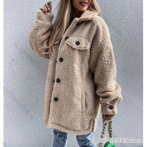 Kabátik teddy dlhý rukáv dámsky (S/M ONE SIZE) TALIANSKA MÓDA IMWM218244