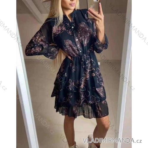 Šaty elegantný dlhý rukáv dámske (S/M ONE SIZE) TALIANSKA MÓDA IMWY218389