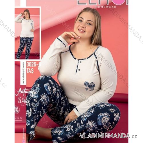 Pyžamo bavlněné dlouhé dámské nadrozměr (2XL-4XL) TURECKÁ MÓDA TMWA213026-A