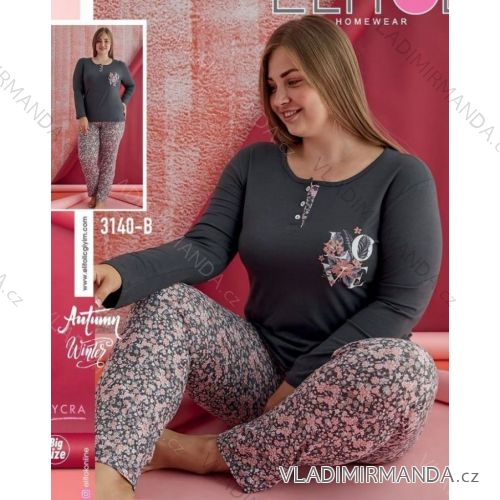 Pyžamo bavlněné dlouhé dámské nadrozměr (2XL-4XL) TURECKÁ MÓDA TMWA213140