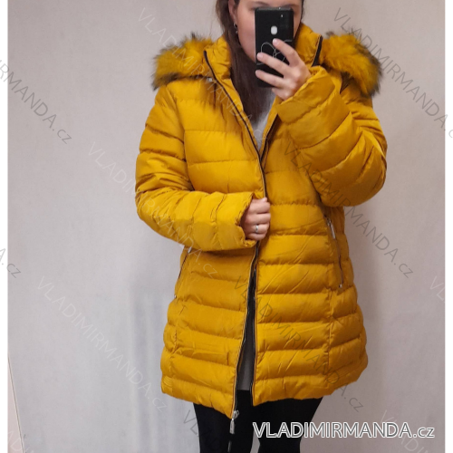 Bunda Kabát zimní dámská nadrozměr (L-7XL) ITALSKÁ MÓDA HKW21A-BIG958/DR XL <p>žltá</p>