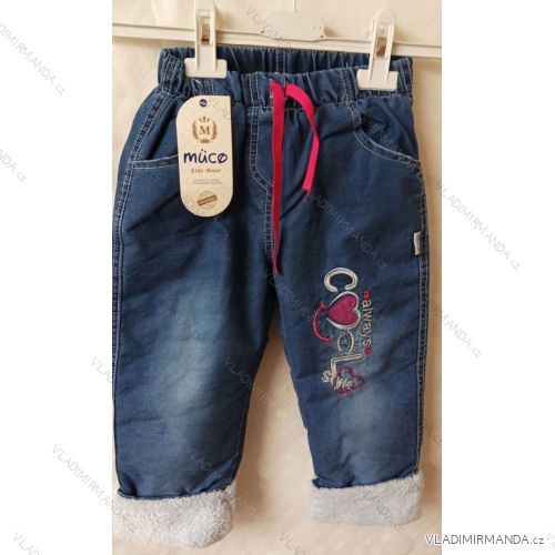 Rifle jeans  dětské dívčí s beránkem 110-128 ALYS RT23004/D/51