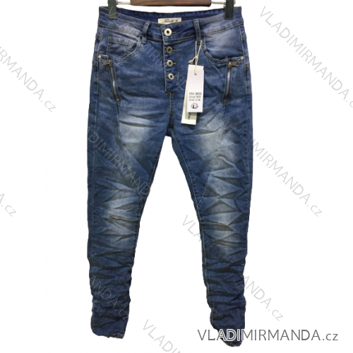 Rifle jeans baggy dlhé dámske na gombíky (XS-XL) JEWELLY JEW22JW2229/DR XS modrá