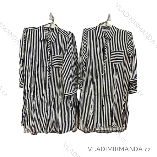 Šaty košeľové dlhý rukáv dámske prúžok (M-3XL) TALIANSKA MÓDA IM422267