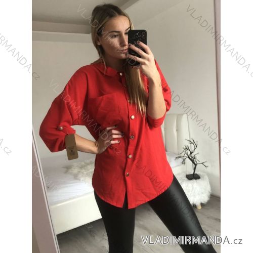 Košeľa dlhý rukáv dámska (S / M ONE SIZE) TALIANSKÁ MÓDA IM321502 S/M červená