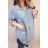 Košeľa riflová dlhý rukáv dámska nadrozmer (2XL/3XL ONE SIZE) TALIANSKA MÓDA IM822004 modrá svetlá 2XL/3XL