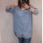 Košeľa riflová dlhý rukáv dámska nadrozmer (2XL/3XL ONE SIZE) TALIANSKA MÓDA IM822004 modrá svetlá 2XL/3XL