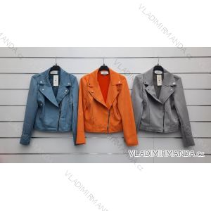 Bunda brúsená koženková dlhý rukáv dámsky (L-4XL) TALIANSKA MÓDA IMWY22418
