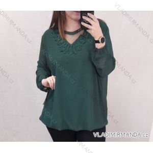 Tunika / blúzka dlhý rukáv dámska nadrozměr (3XL / 4XL ONE SIZE) TALIANSKÁ MÓDA IMWQ21218