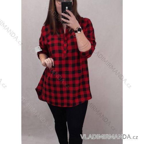 Košeľa dlhý rukáv dámska nadrozměr (3XL / 4XL ONE SIZE) TALIANSKÁ MÓDA IMWQ2118018