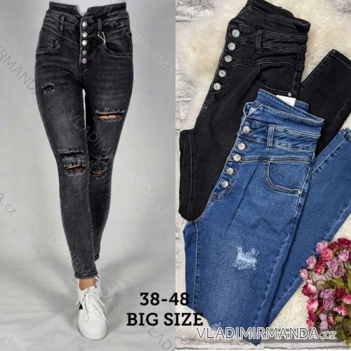 Rifle jeans dlhé dámske nadrozmer (38-48) JEANS JAW22582