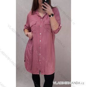 Šaty košeľové 3/4 dlhý rukáv dámske (XL/2XL ONE SIZE) TALIANSKA MÓDA IM421087/DR