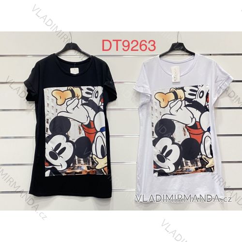 Šaty/Tunika predĺžená krátky rukáv dámska mickey mouse (S/M ONE SIZE) TALIANSKA MÓDA IMWK22DT9263