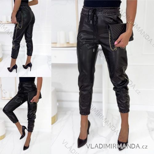 Tepláky/nohavice koženkové dámske (S/M ONE SIZE) TALIANSKA MÓDA IMWK22FL3807