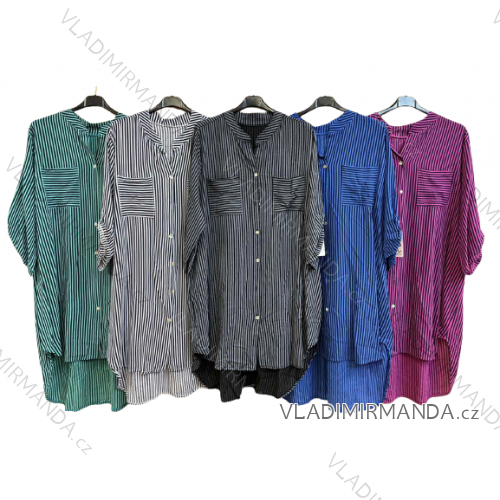 Šaty košeľové 3/4 dlhý rukáv dámske (3XL/4XL ONE SIZE) TALIANSKA MÓDA IM422320