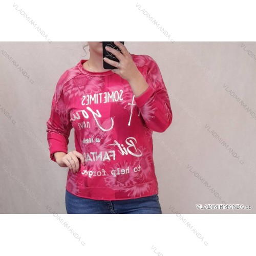 Tunika dlhý rukáv dámska nadrozmer (3XL/4XL ONE SIZE) TALIANSKA MóDA IM422182/DR 3XL / 4XL ružová