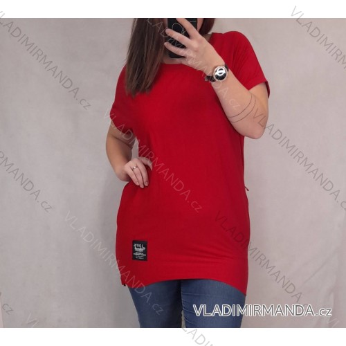 Tunika oversize krátky rukáv dámska (L/XL ONE SIZE) TALIANSKÁ MÓDA IMD21472/DR L / XL červená