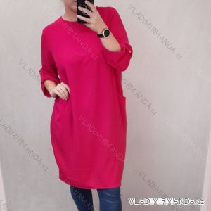 Šaty/tunika predĺžená oversize dlhý rukáv dámske nadrozmer (2XL/3XL ONE SIZE) TALIANSKA MÓDA IMWC22891