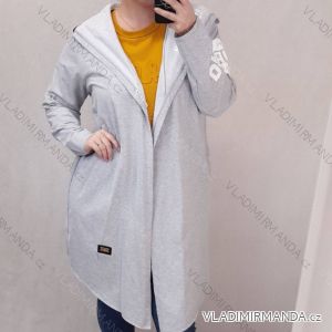 Cardigan dloouhý bavlnený s kapucňou dámska (L/XL  ONE SIZE) TALIANSKÁ MÓDA MA821101